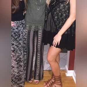 Boho green and pink pants